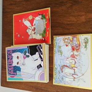 Vintage 1993 Deco Discs CD Christmas Cards Cat, Mime, Unicorn Lot Of 13